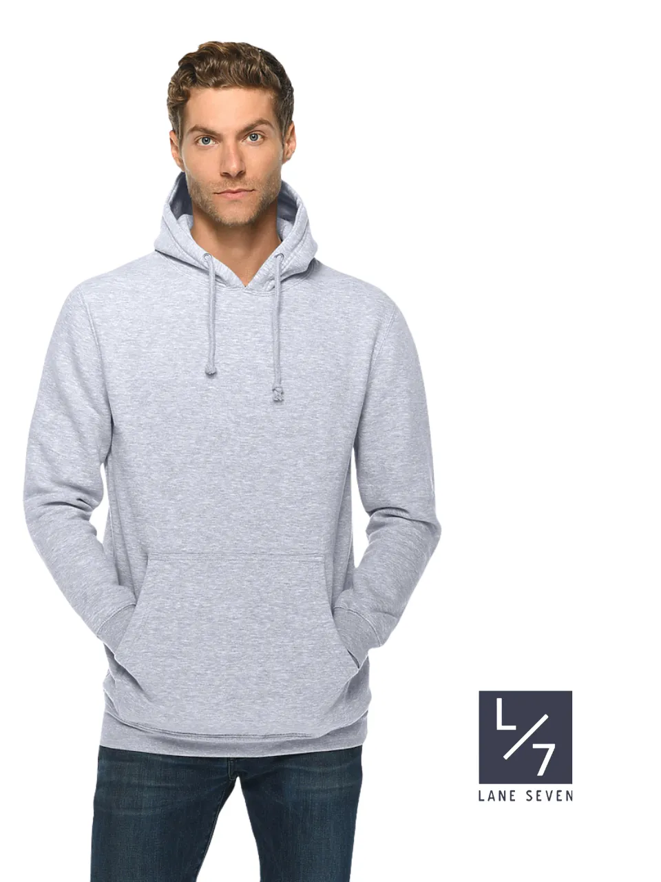 340G Melange Grey Heavyweight Pullover Hooidie Lane Seven