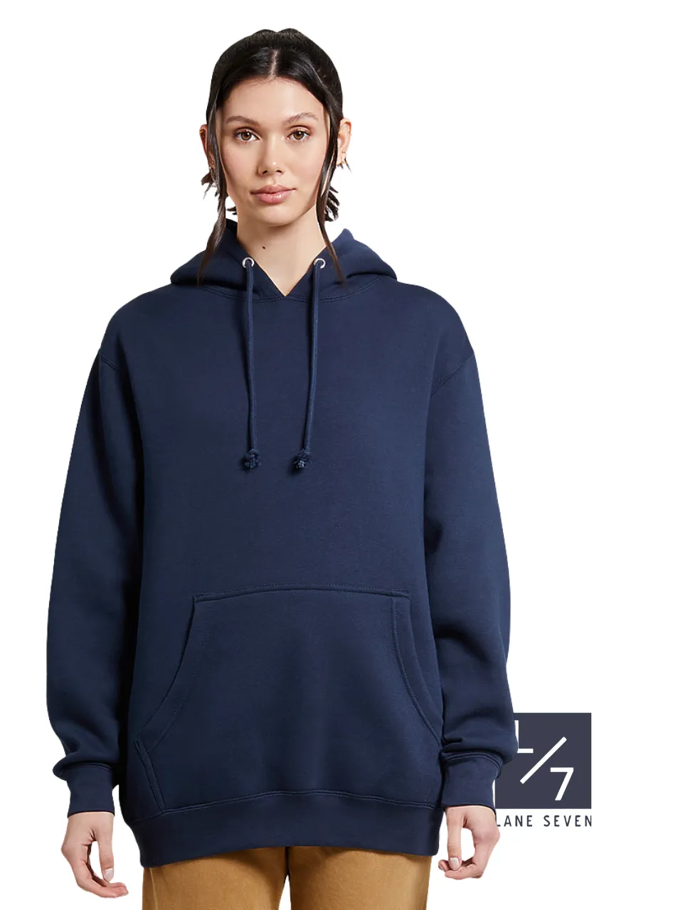 340G Navy Heavyweight Pullover Hooidie Lane Seven