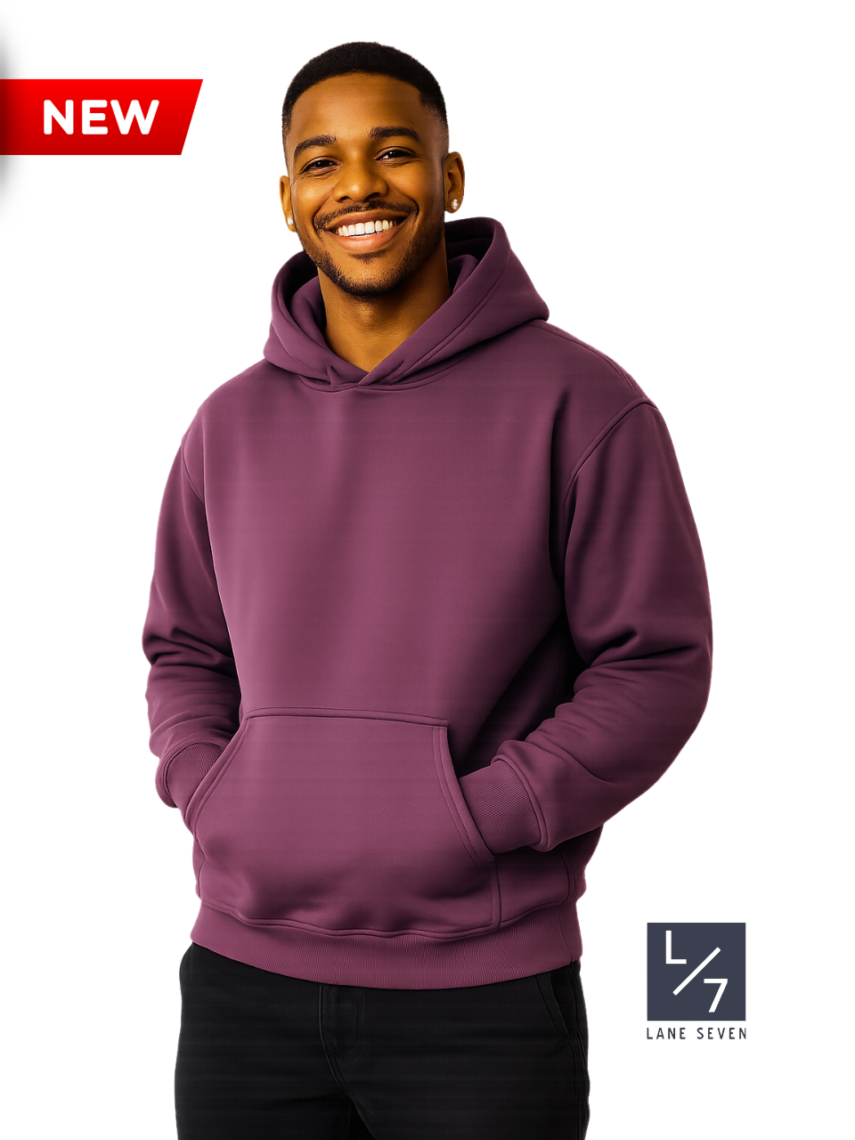 500G Plum Heavy Core Hoodie Lane Seven