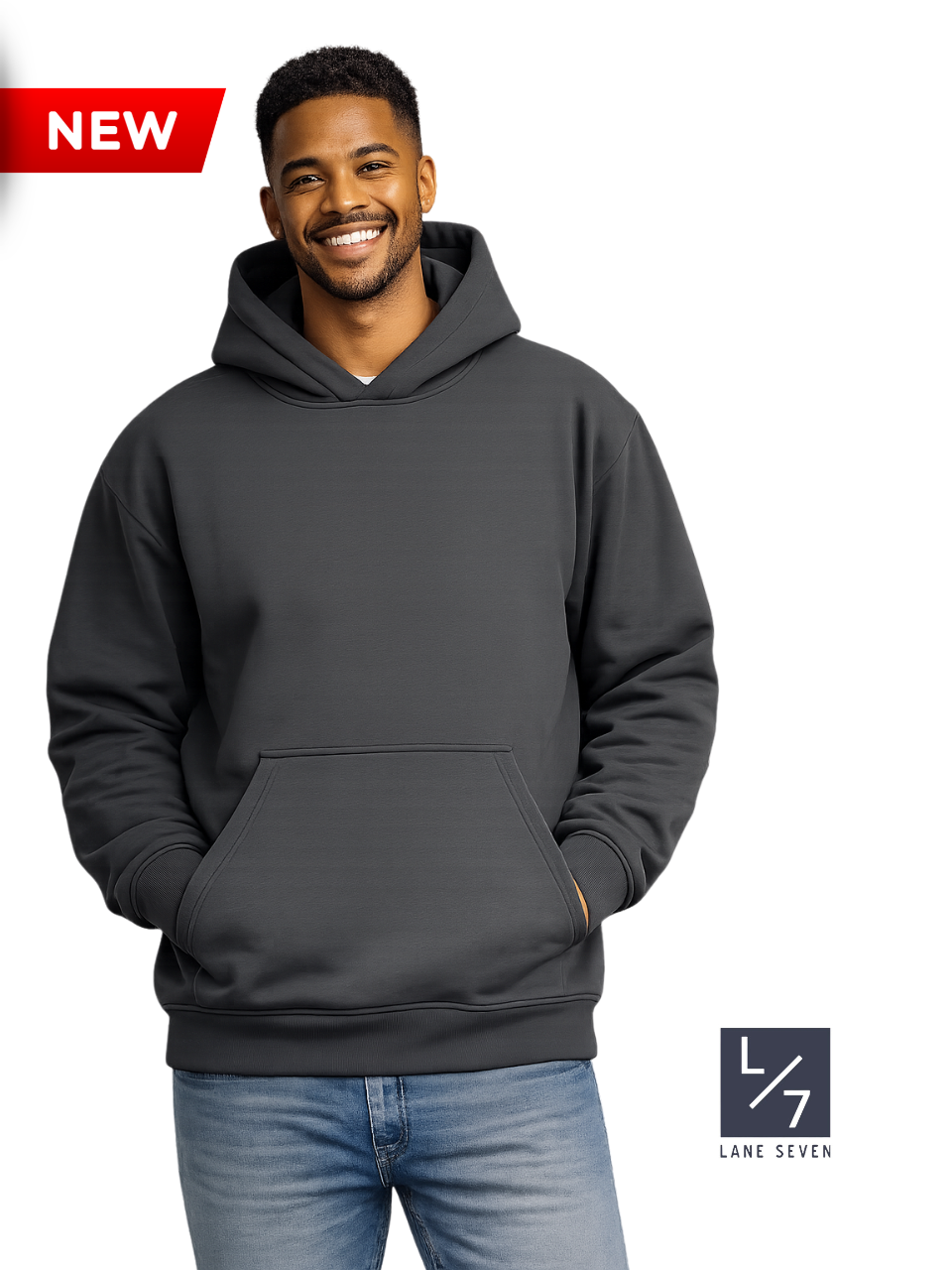 500G Charcoal Grey Heavy Core Hoodie Lane Seven